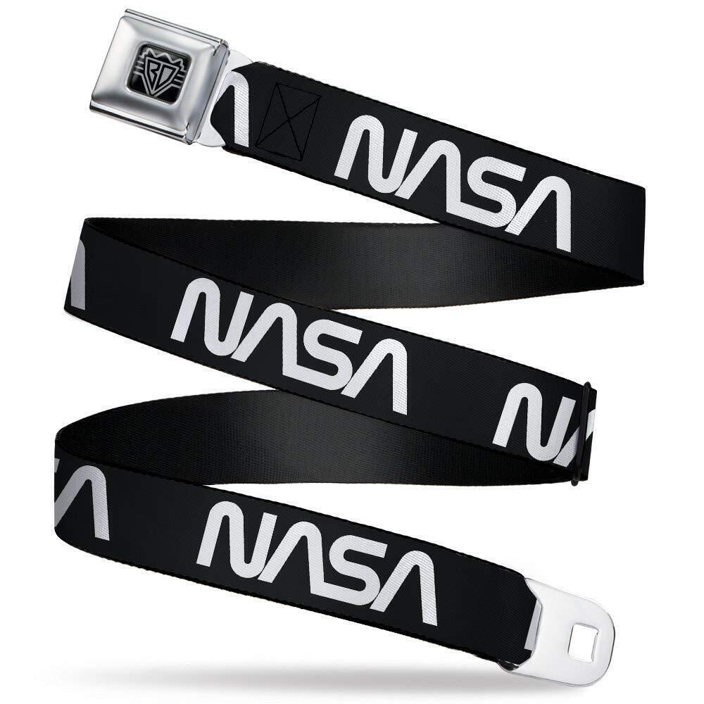 2271 Belt Seatbelt Buckle NASA Text Black White 24 to 38 Inches